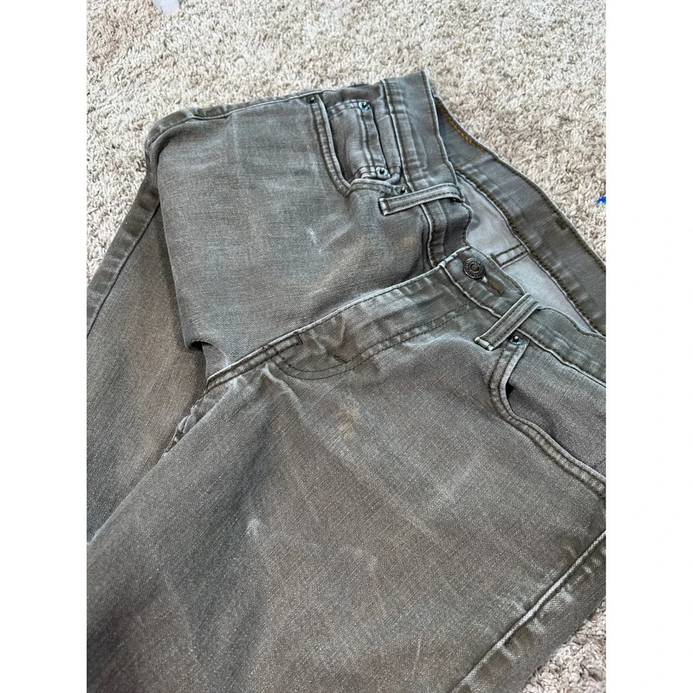 Levis 511 Slim Fit Jeans 32x32 Olive Green Faded Denim Pants Distress Workwear
